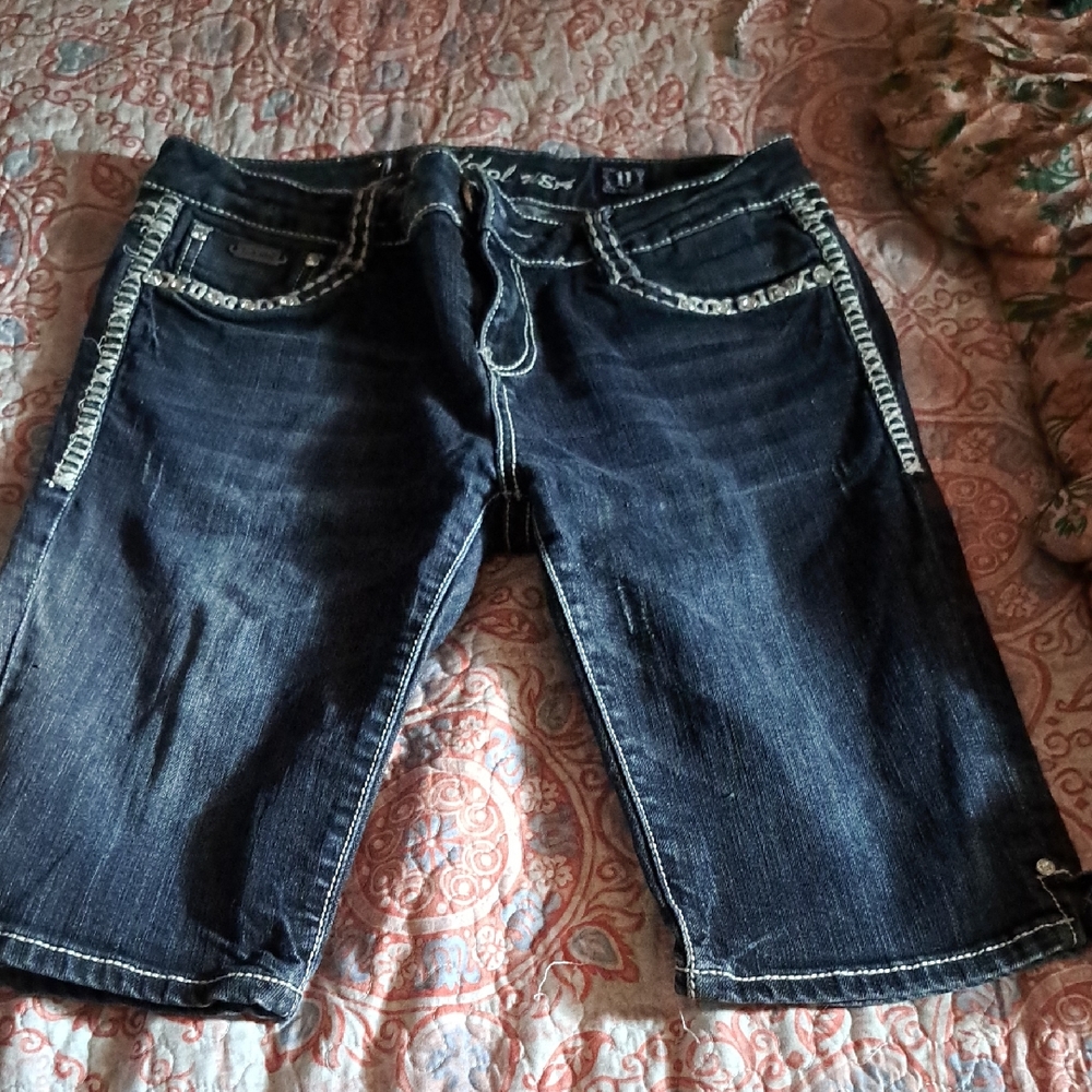 L.A. Idol Midnight Blue Jeans with White Accents